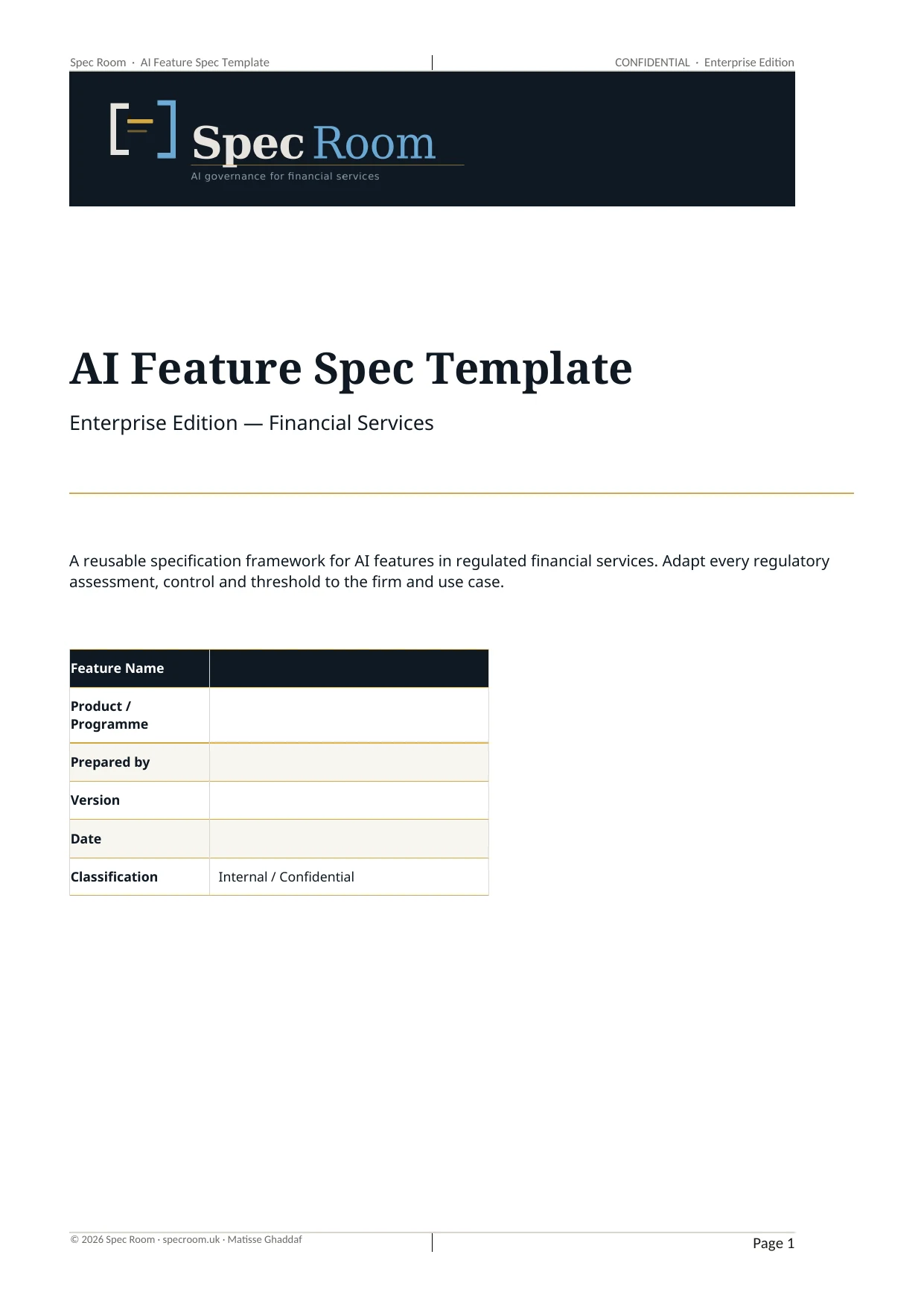 AI Feature Spec Template — cover page
