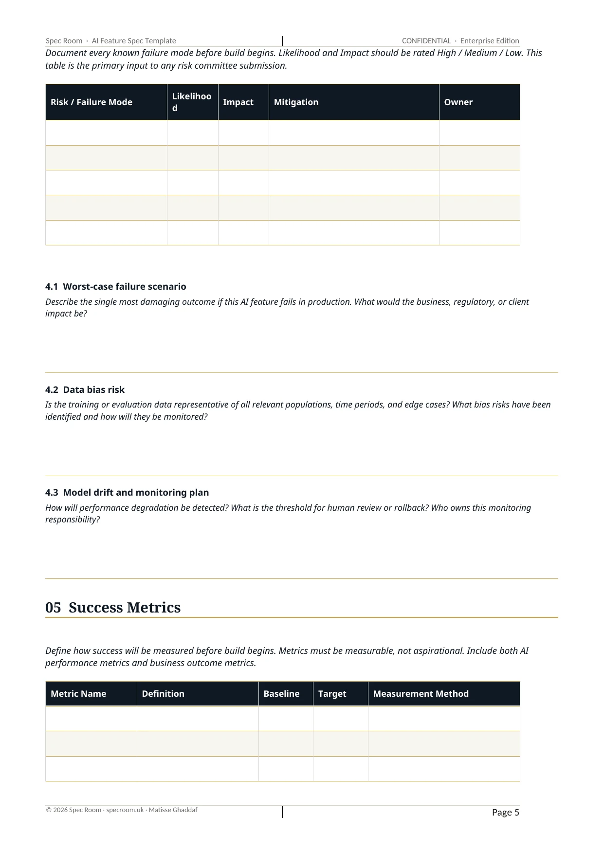 AI Feature Spec Template — page 5