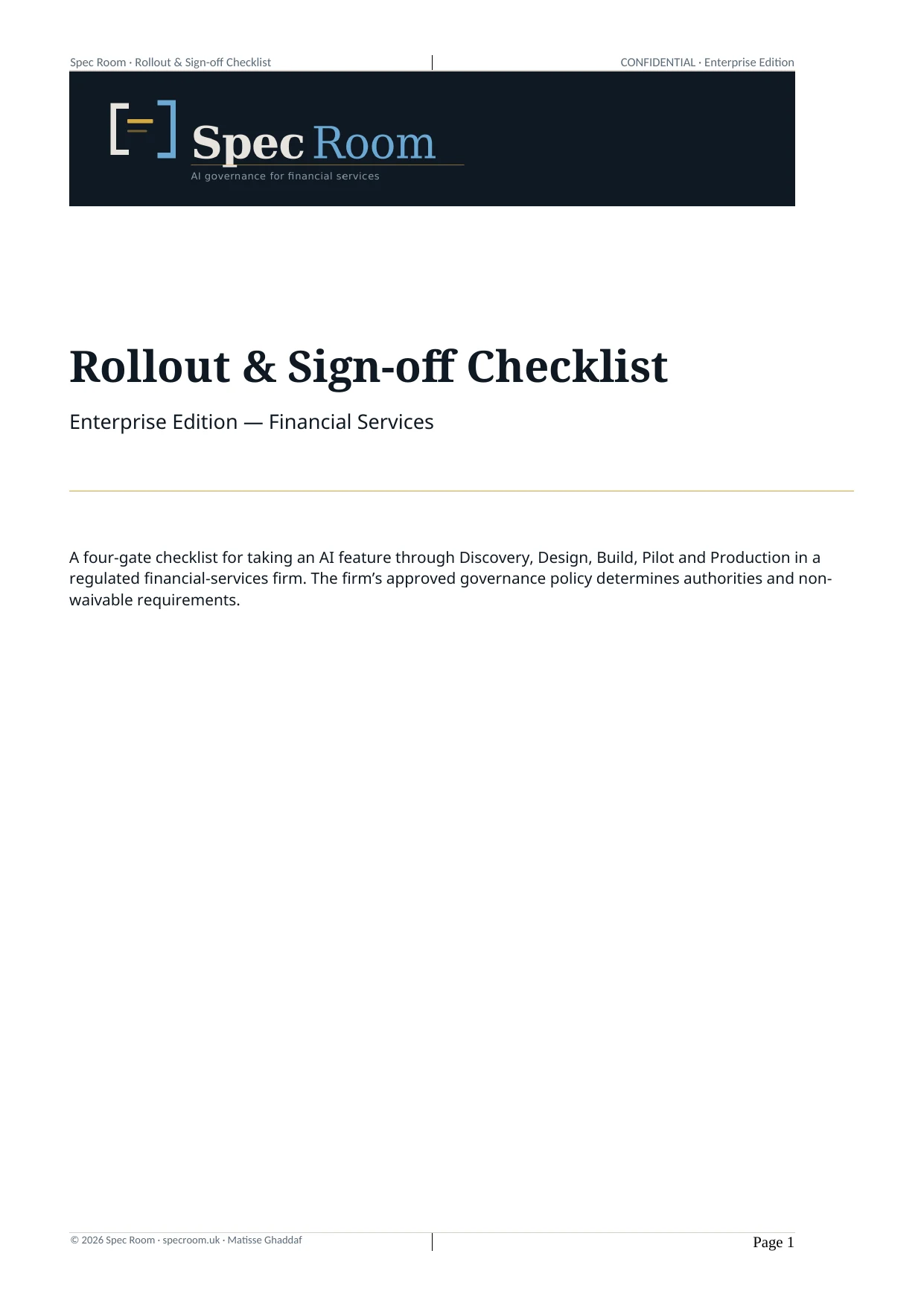 Rollout & Sign-off Checklist — page 1