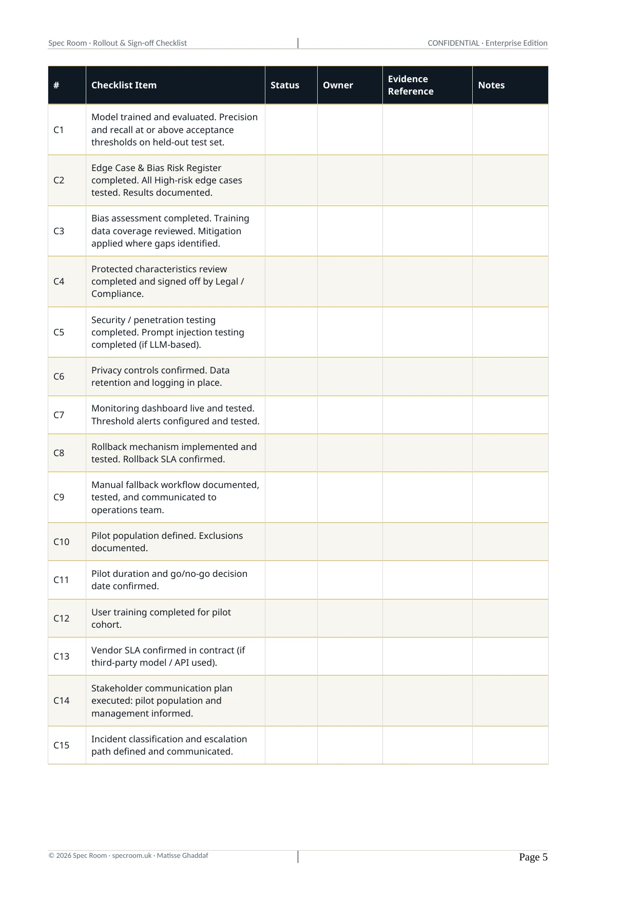 Rollout & Sign-off Checklist — page 5
